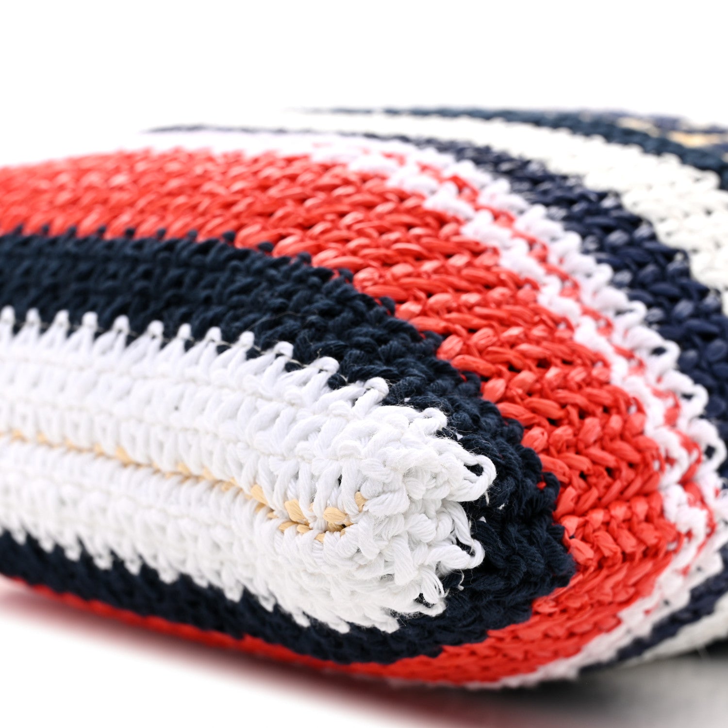 Raffia Crochet Stripe Vertical Tote Bag  Blue Red Natural