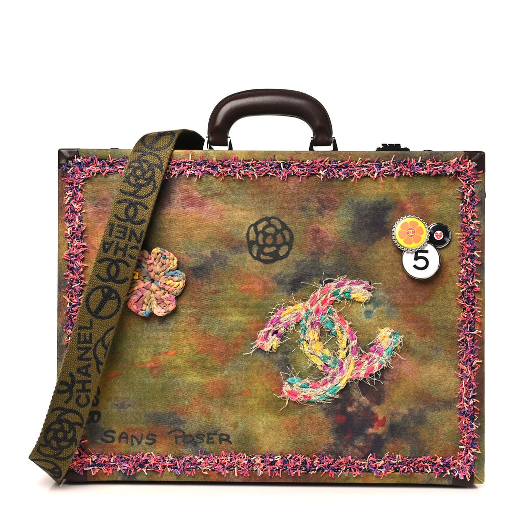 Washed Toile Graffiti On The Pavements Briefcase Khaki Multicolor