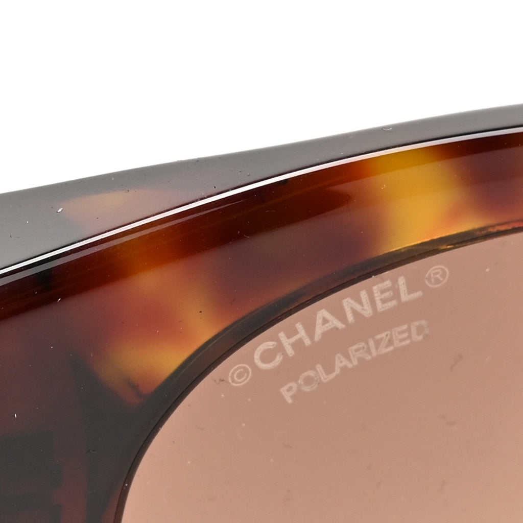 Acetate Calfskin Chain Polarized CC Sunglasses 5536-Q-A Tortoise