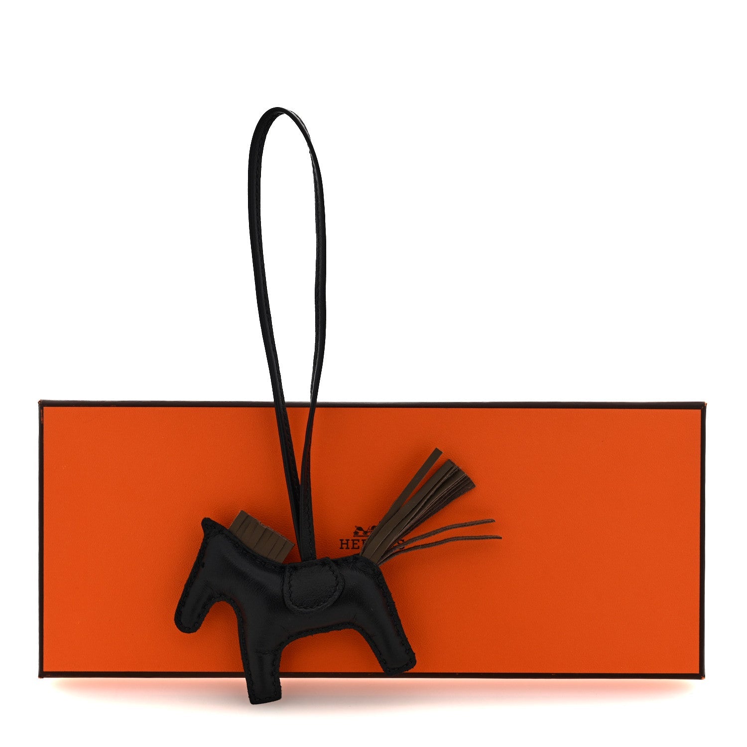 Milo Lambskin Grigri Rodeo Horse Bag Charm PM Black Etoupe