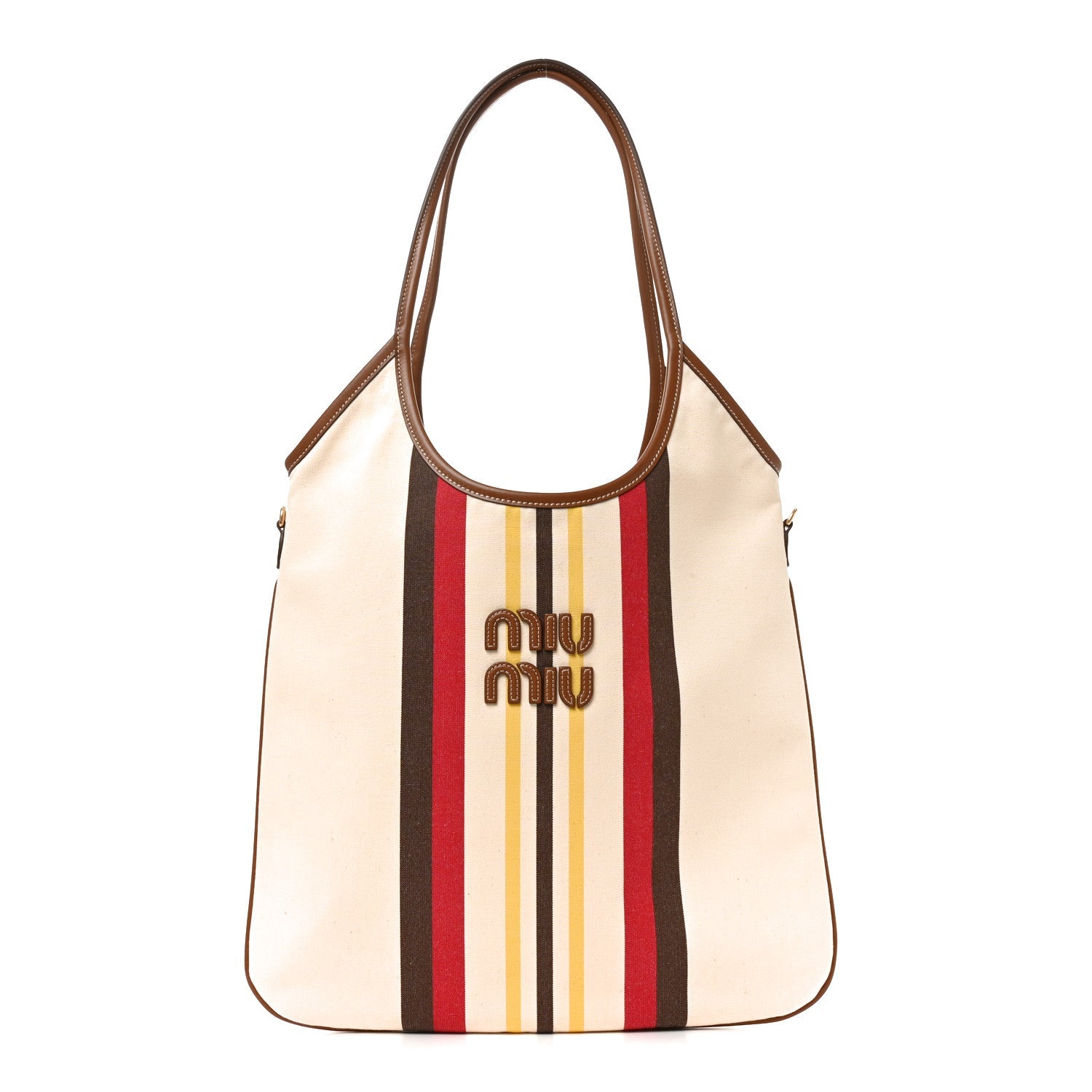 Canvas Calfskin Striped Ivy Beige Naturale Moro