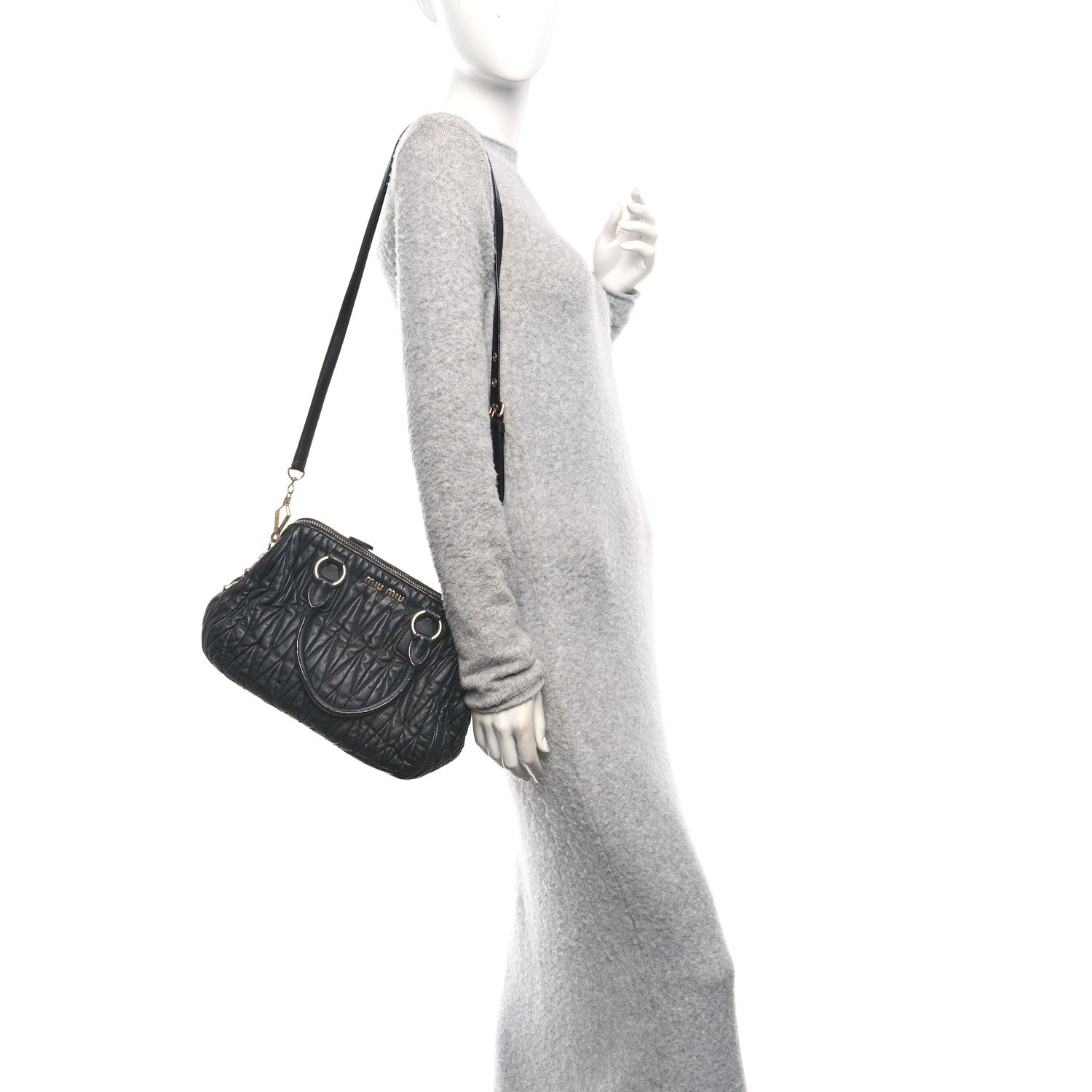 Nappa Matelasse Top Handle Black