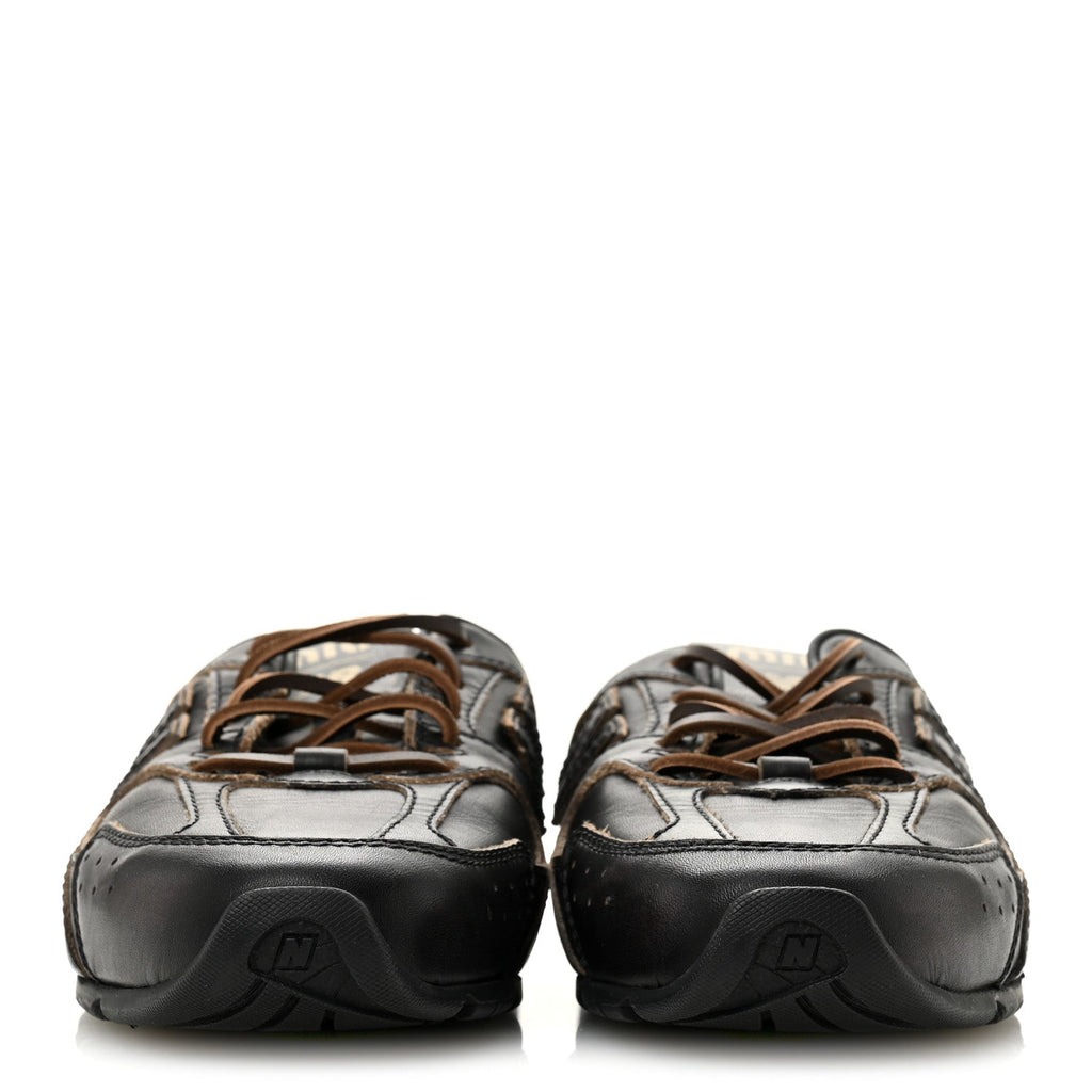 X NEW BALANCE Bleached Calfskin 530 SL Slip-On Sneakers Mules 36.5 Black