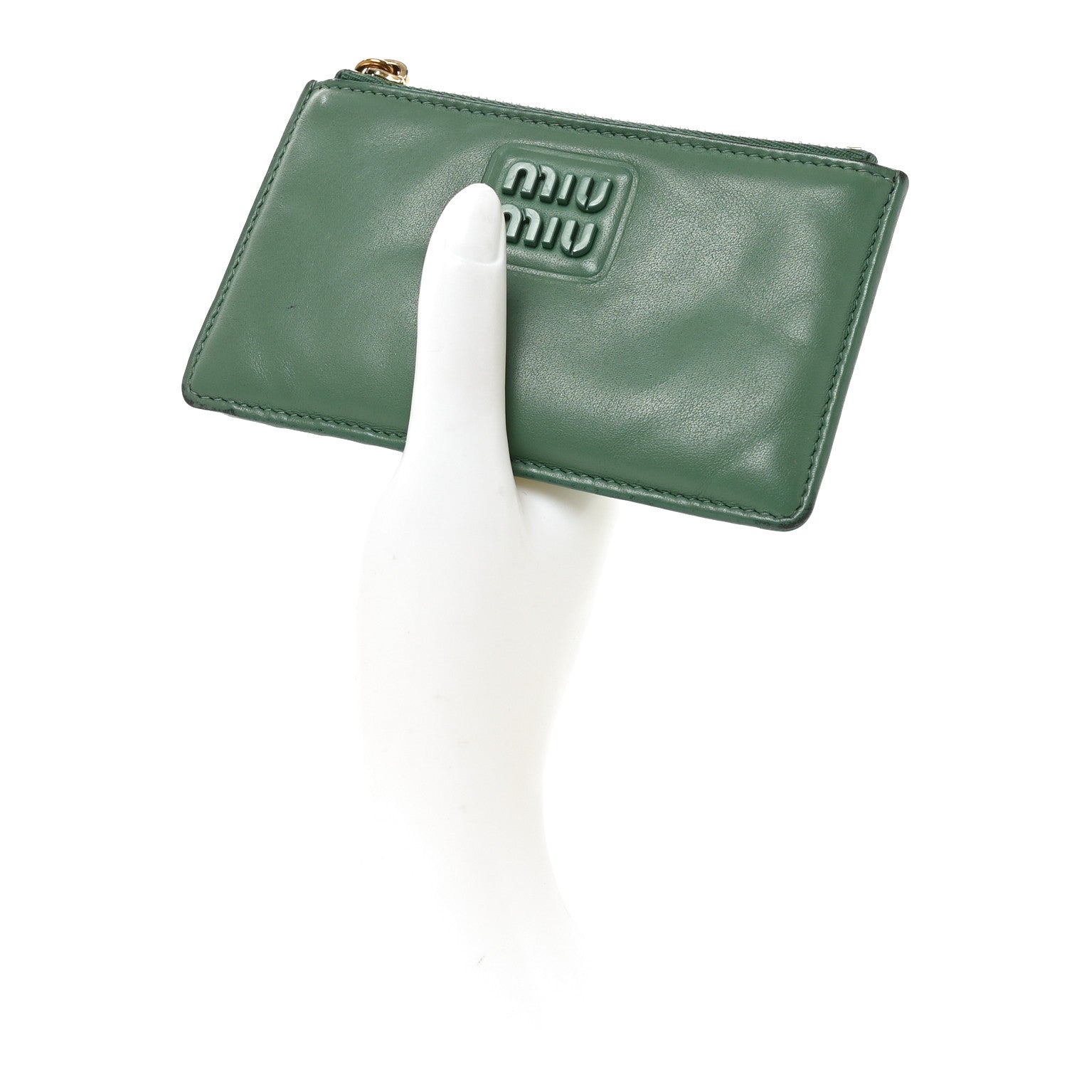 Soft Calf Softy Envelope Zip Card Holder Salvia
