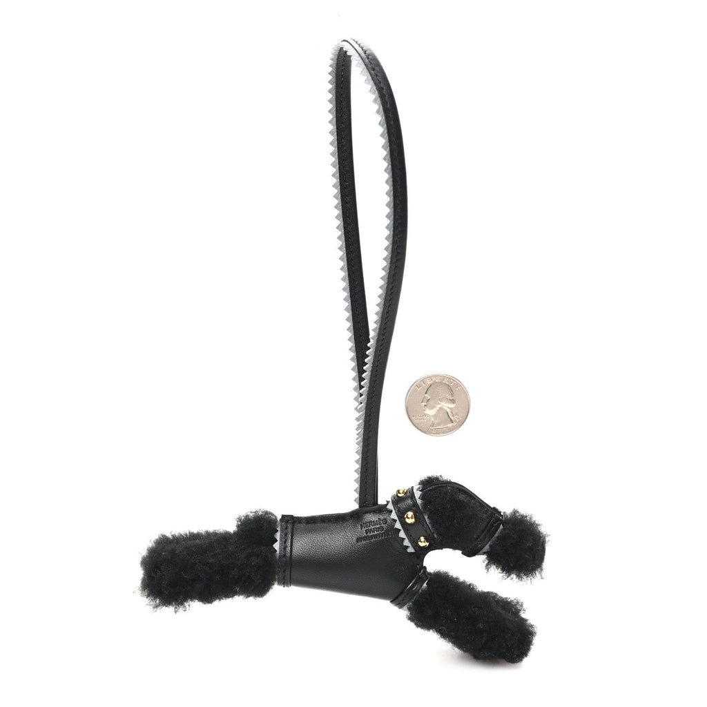 Milo Lambskin Epsom Shearling Budy Apic Charm Black Gris Pantin