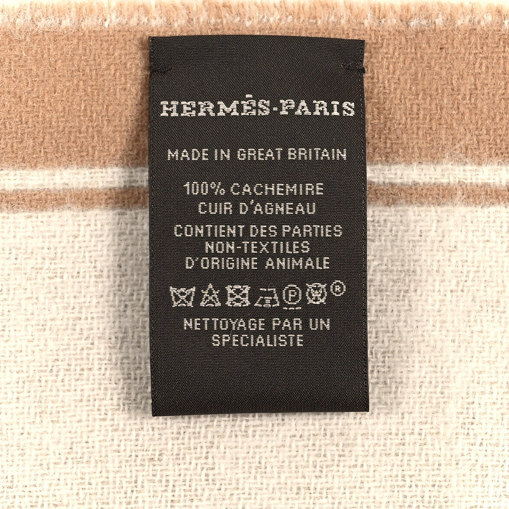 Cashmere Casaque Grand Mors Muffler Camel Ivory