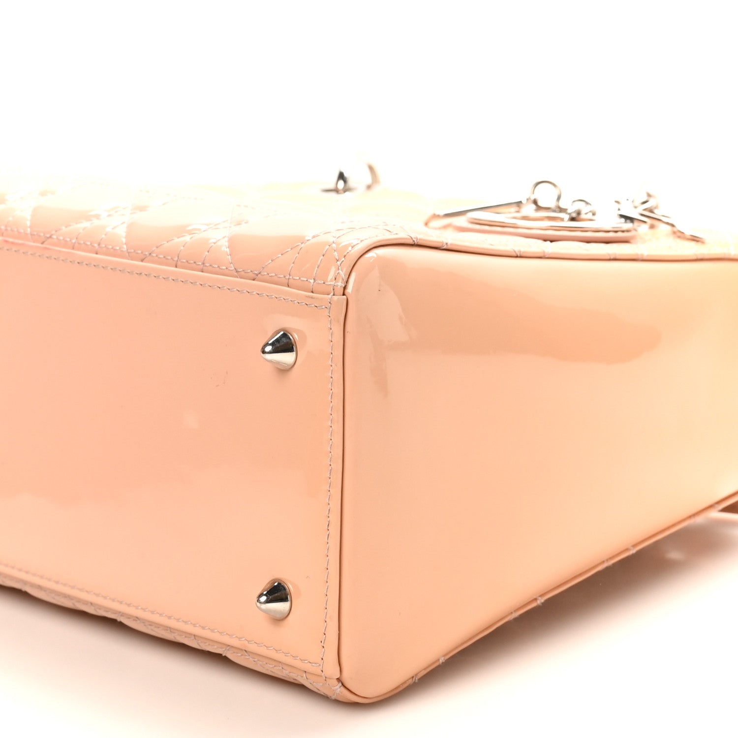 Patent Cannage Medium Lady Dior Rose Clair