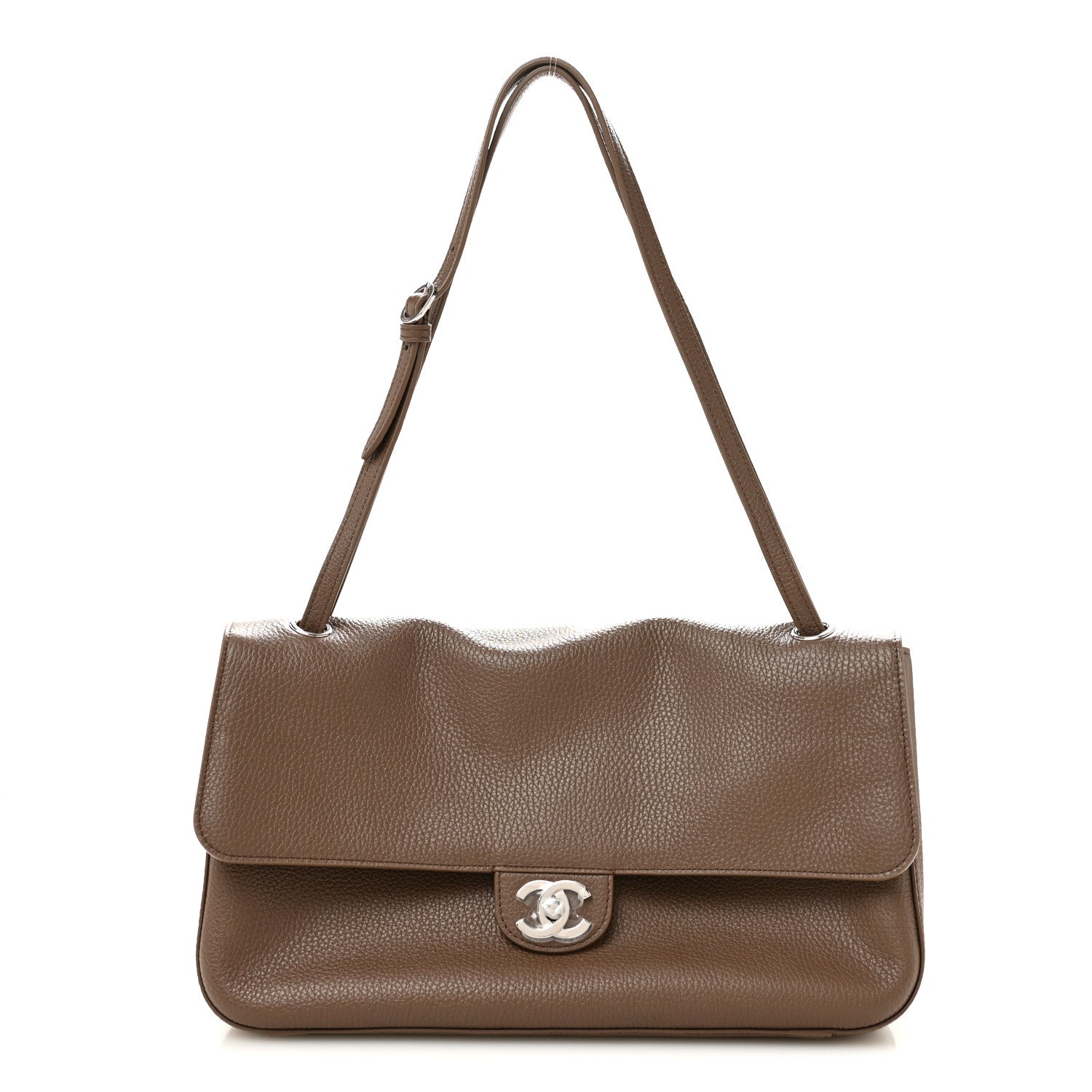 Grained Calfskin Small Souplissimo Maxi Flap Light Brown