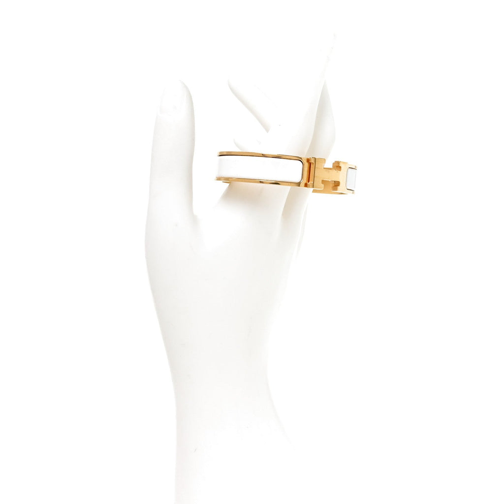 Enamel Narrow Clic Clac H Bracelet PM White