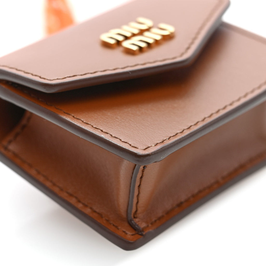 Nappa Flap Pouch Bag Charm Cognac Orange