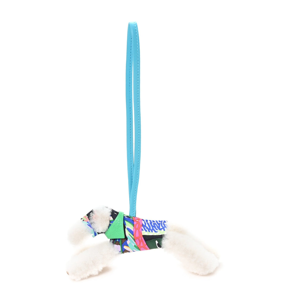 Milo Lambskin Shearling Silk Budy Charm Aloha Blue Hydra Vert Comics