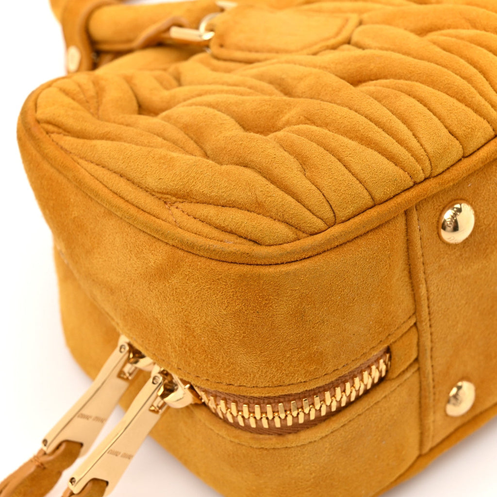 Suede Matelasse Large Arcadie Top Handle Bag Whiskey