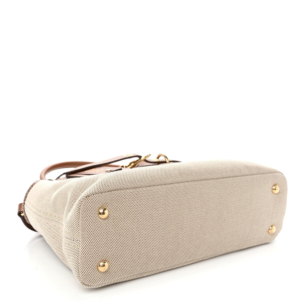 Canvas Calfskin Aventure Bag Beige Brandy
