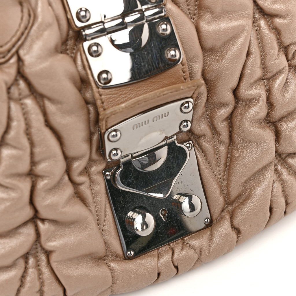 Metallic Nappa Matelasse Top Handle Satchel Cammeo