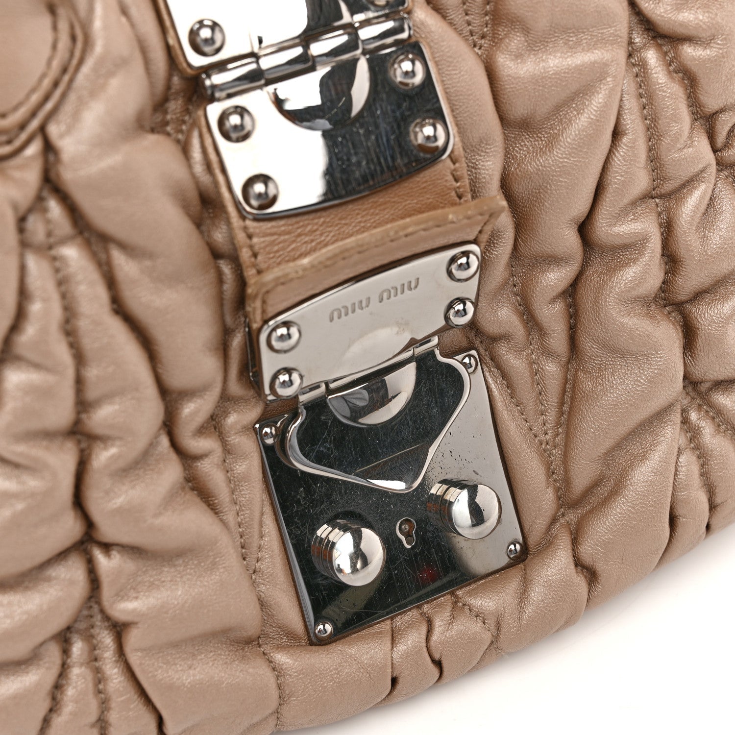 Metallic Nappa Matelasse Top Handle Satchel Cammeo