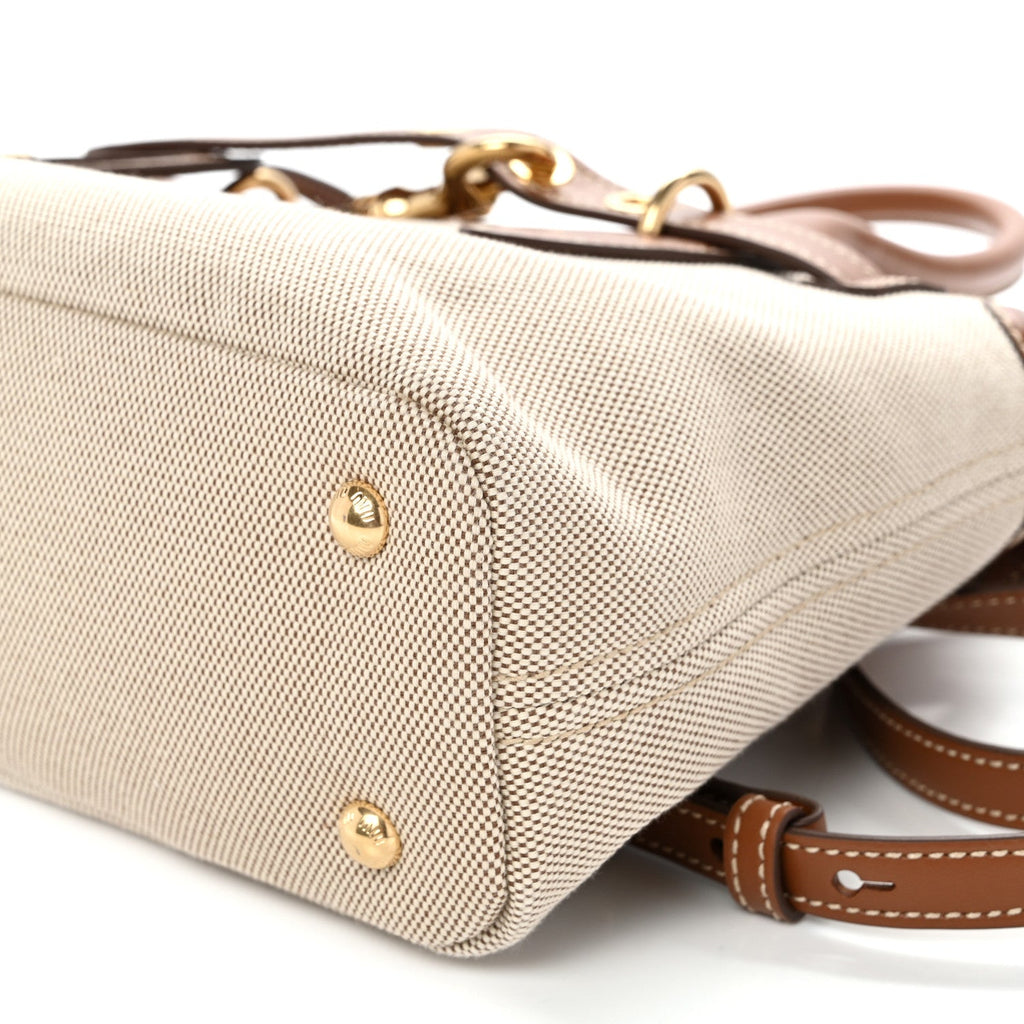 Canvas Calfskin Aventure Bag Beige Brandy