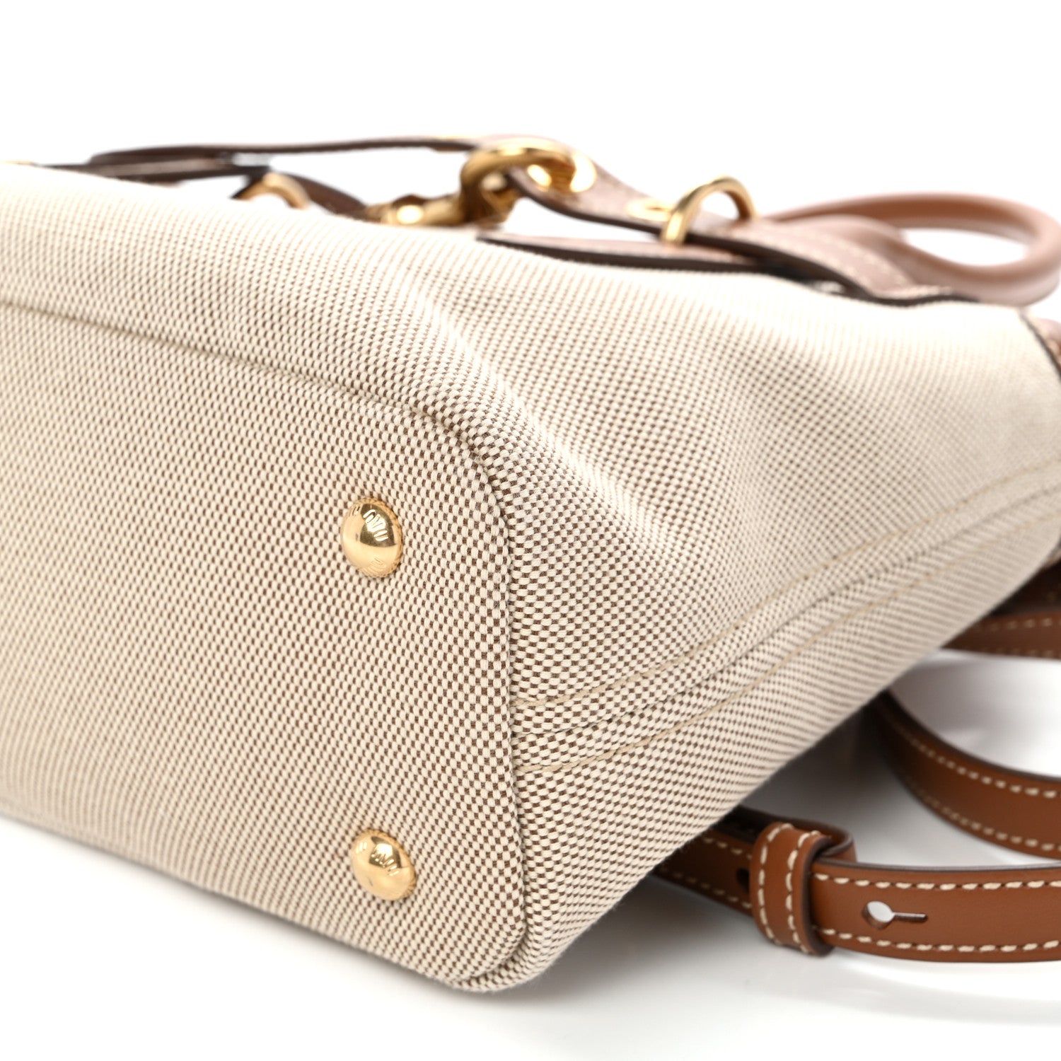 Canvas Calfskin Aventure Bag Beige Brandy