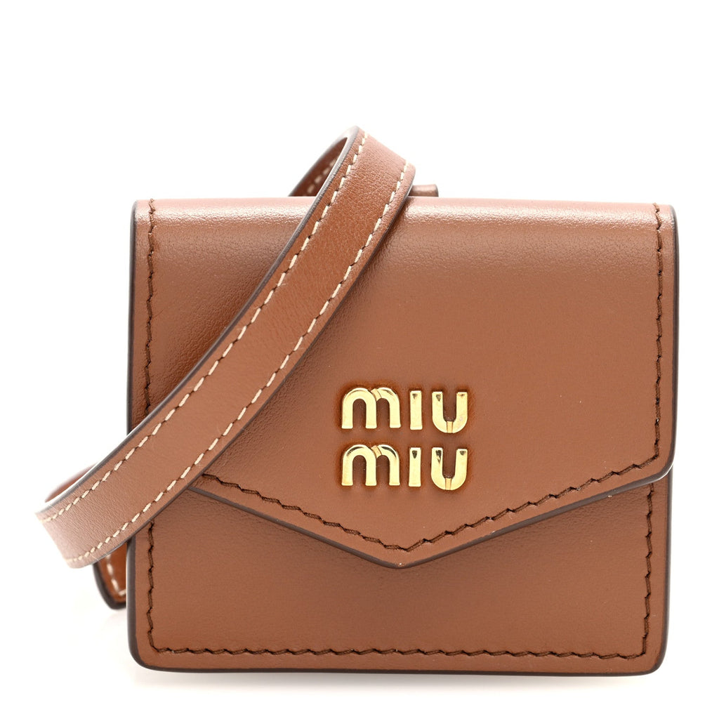 Nappa Flap Pouch Bag Charm Cognac Orange