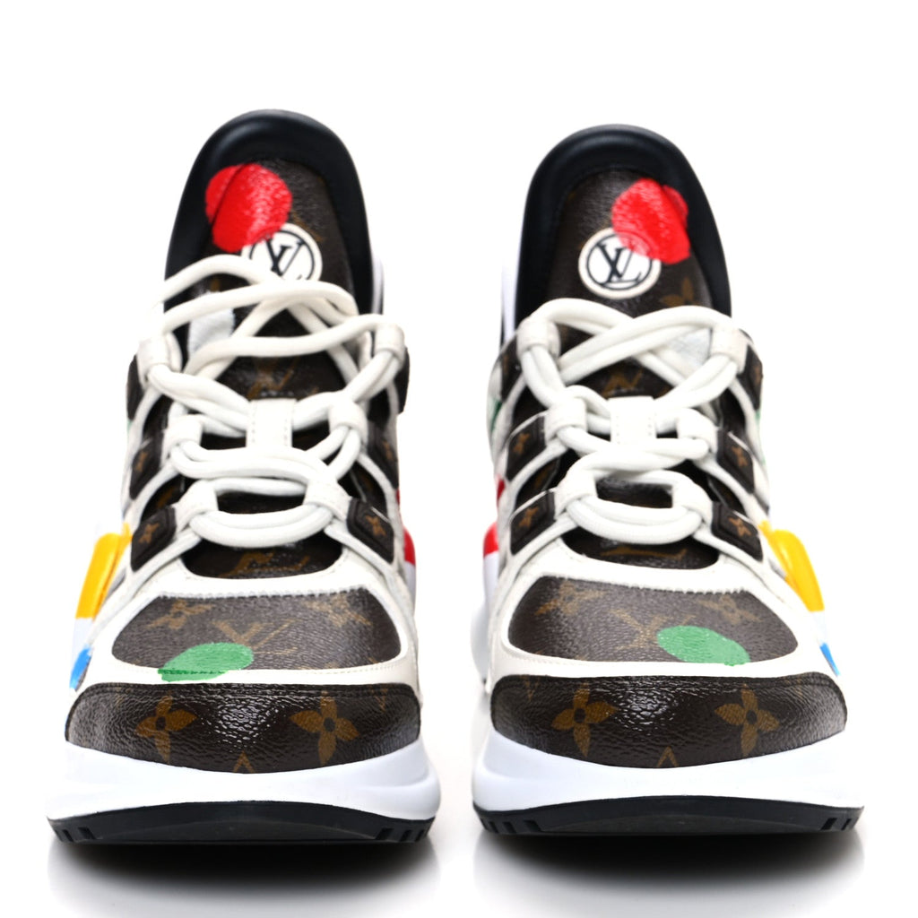 LV X YK Calfskin Monogram Dots Monogram Archlight Sneakers White