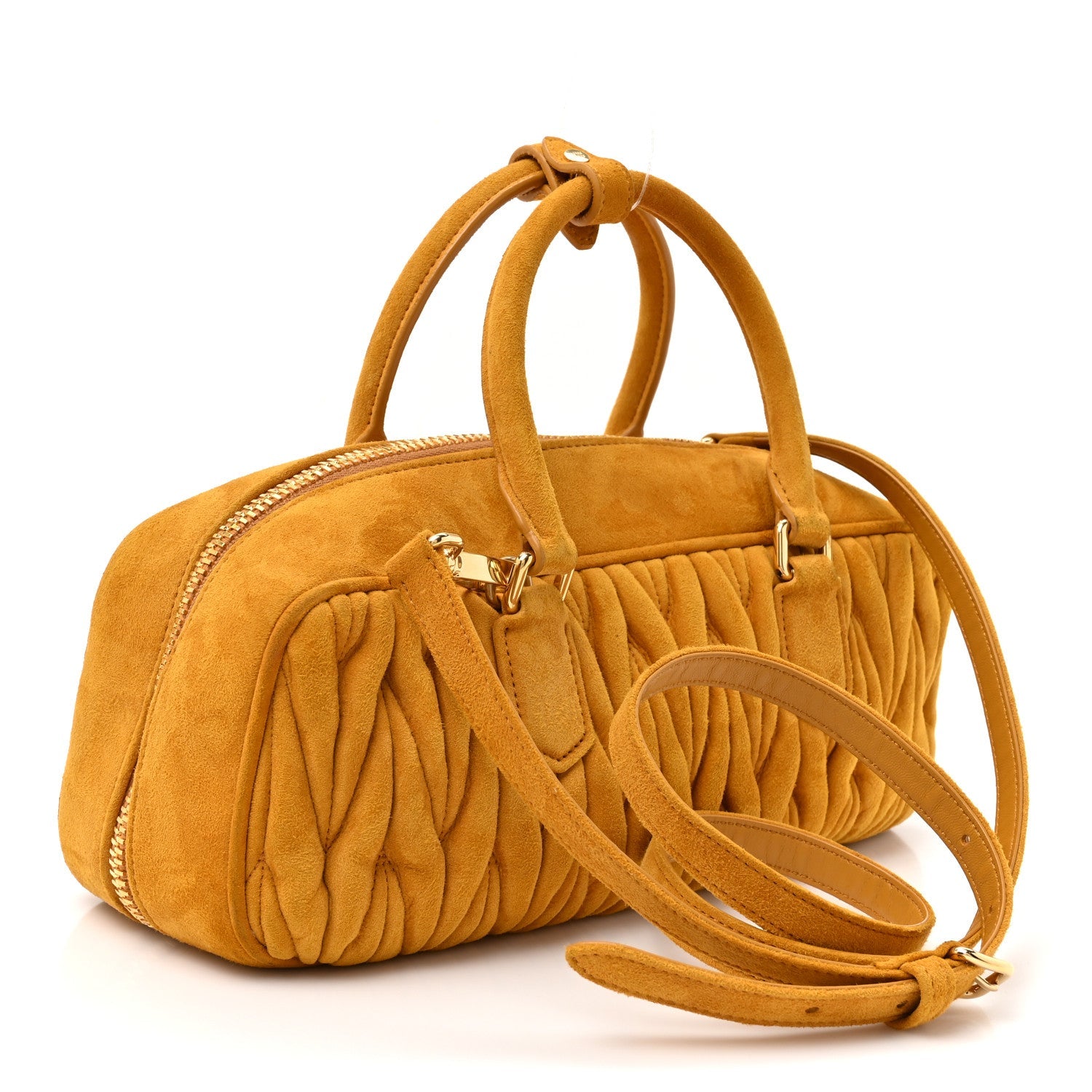 Suede Matelasse Large Arcadie Top Handle Bag Whiskey