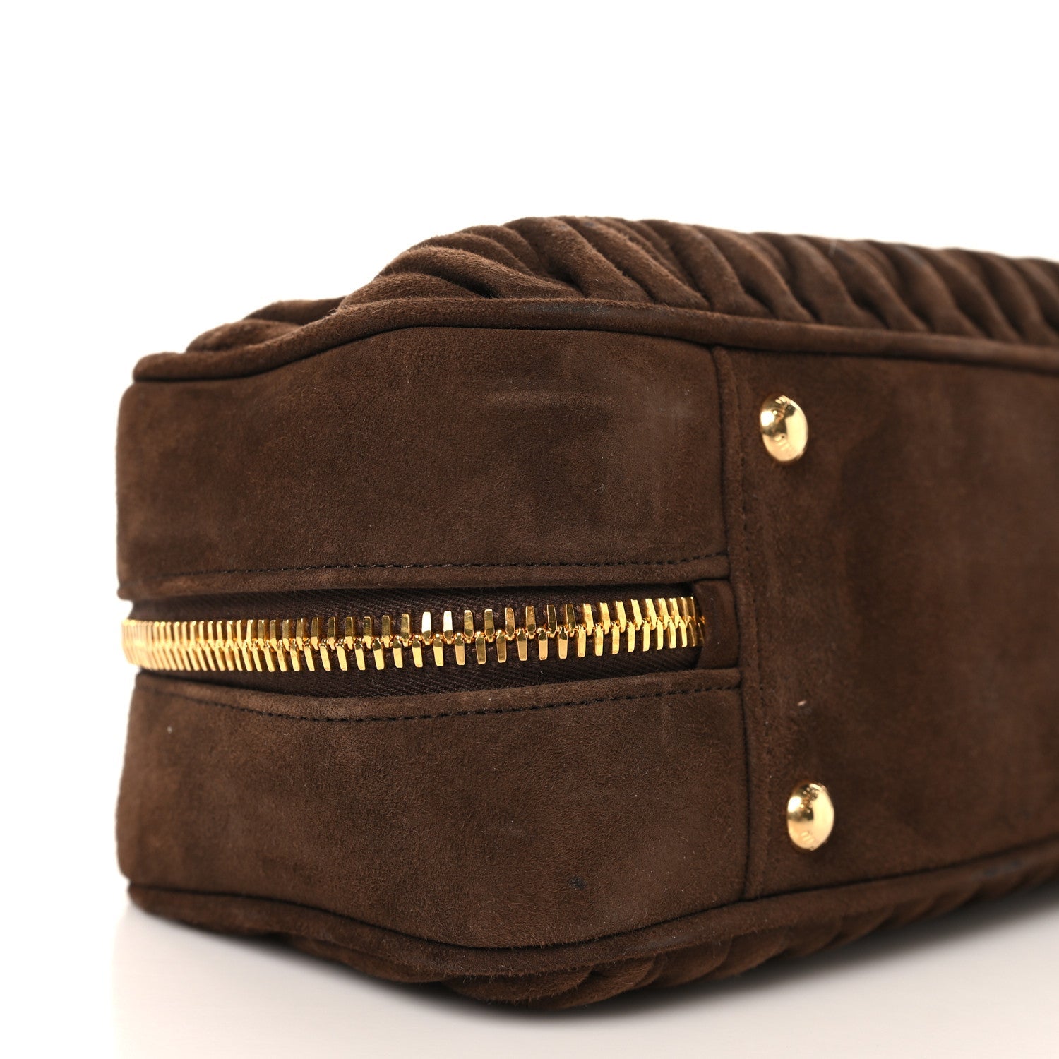 Suede Matelasse Large Arcadie Top Handle Bag Cocoa Brown