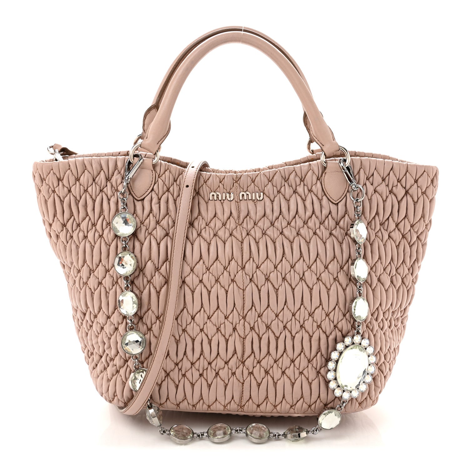 Nappa Matelasse Swarovski Crystal Tote Cammeo