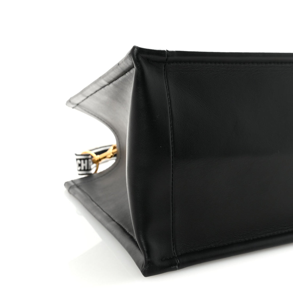 Calfskin Canvas Medium Plan De Paris Book Tote With Strap Black White