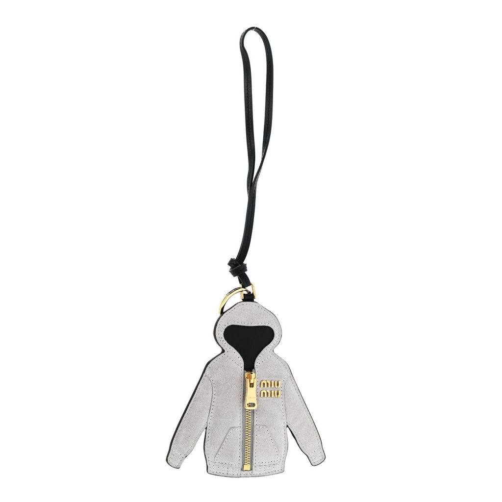 Calfskin Hoodie Trick Bag Charm Grigio