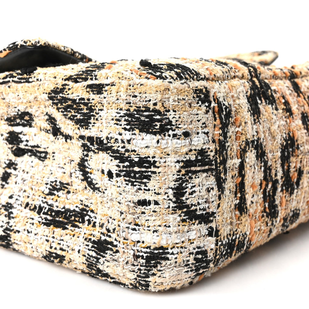 Tweed Mixed Fibers Leopard Print Small Souplissimo Maxi Flap Brown Black White