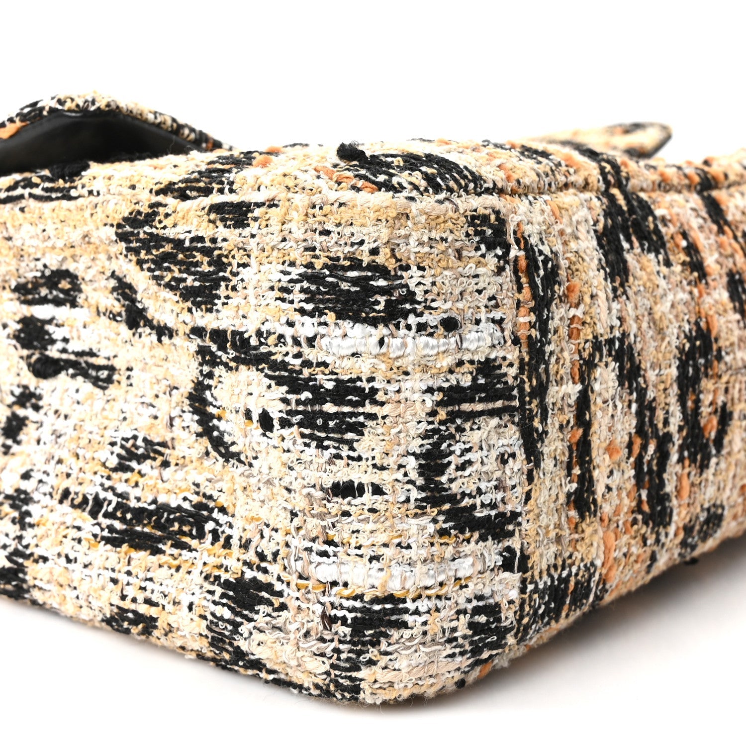 Tweed Mixed Fibers Leopard Print Small Souplissimo Maxi Flap Brown Black White