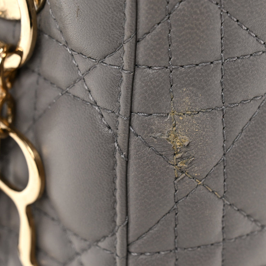Lambskin Cannage Small Lucky Badges My Lady Dior Grey