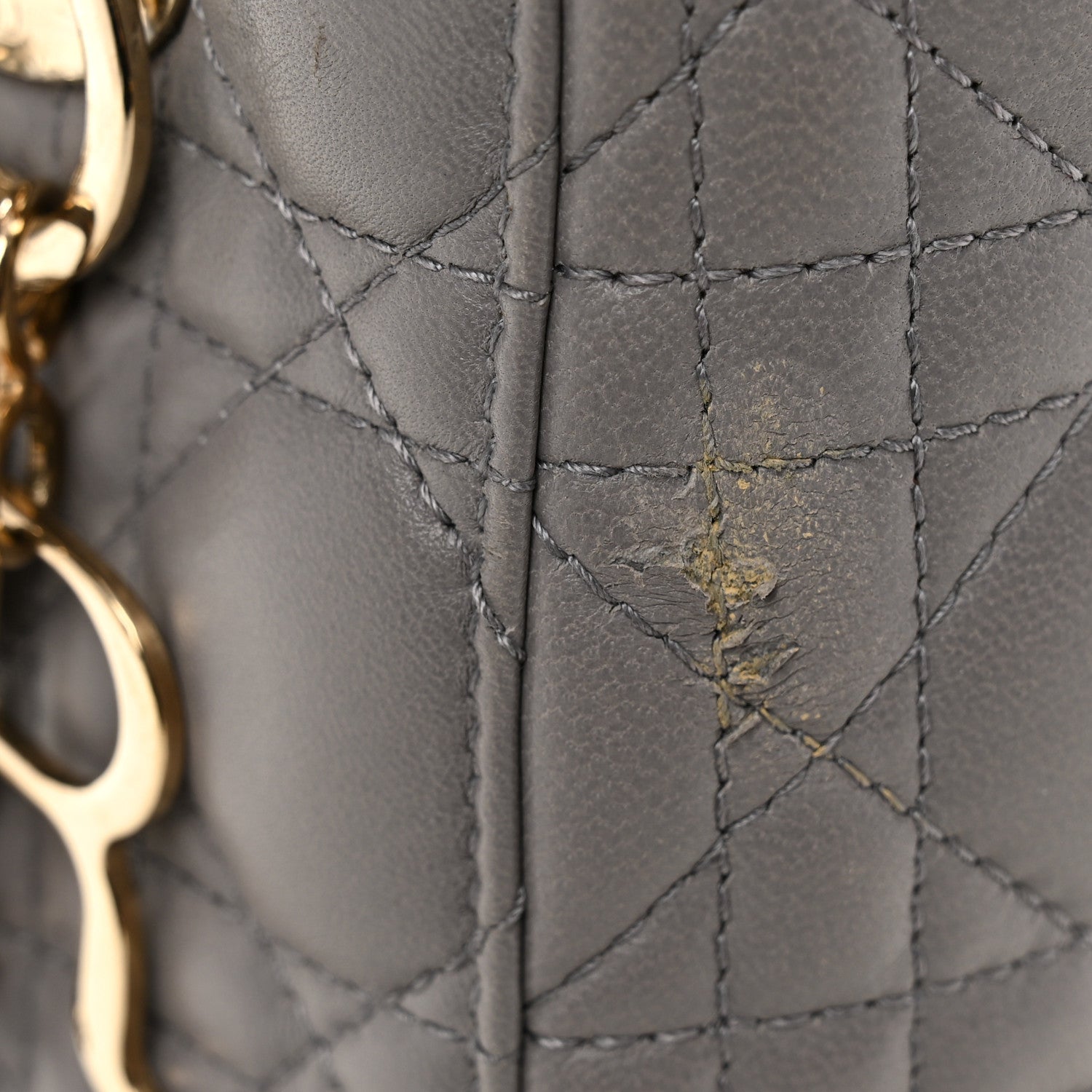 Lambskin Cannage Small Lucky Badges My Lady Dior Grey