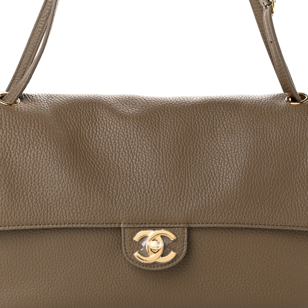 Grained Calfskin Small Souplissimo Maxi Flap Light Brown