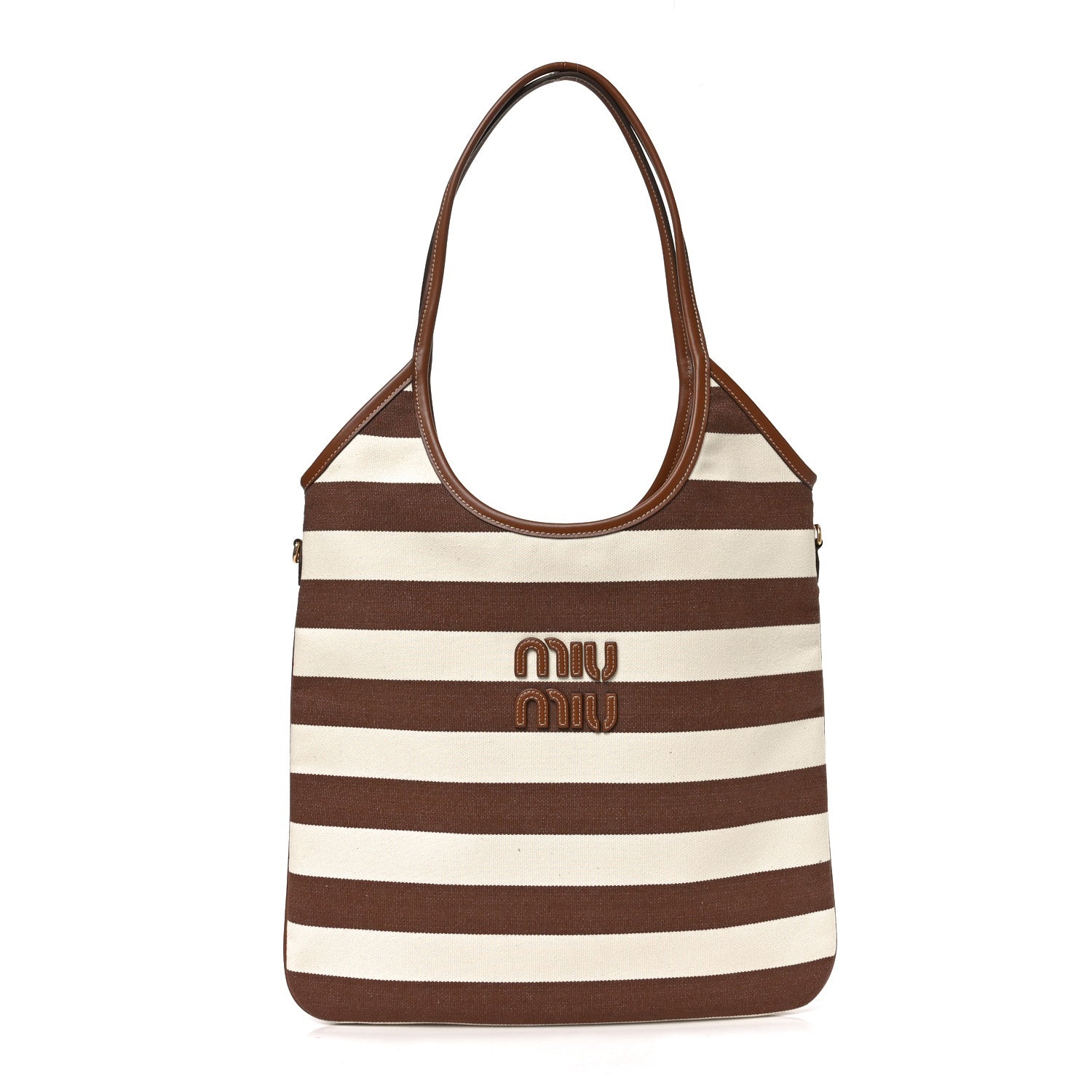 Canvas Calfskin Striped Ivy Cacao Naturale