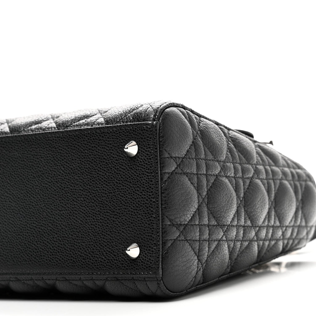 Grained Calfskin Cannage Medium Lady Dior Black