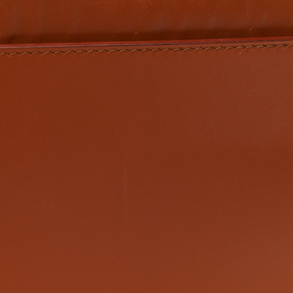 Box Calfskin Medium Bobby Flap Dark Tan
