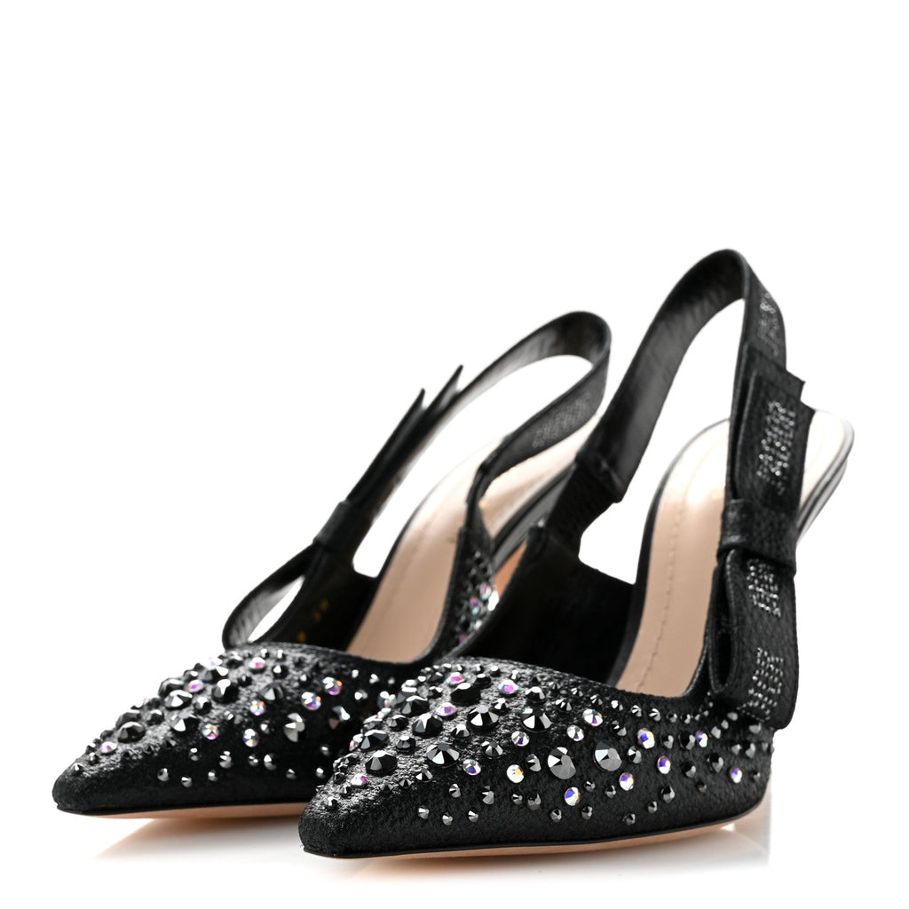 Fabric Strass J'Adior Slingback 100mm Pumps 38 Black