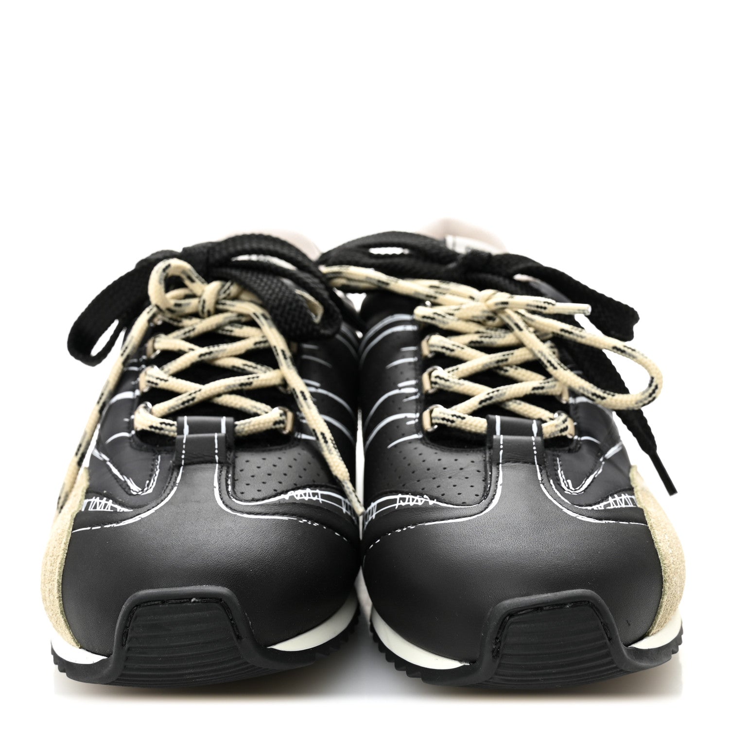 Calfskin Nylon Womens D-Sketch Sneakers 39 Black