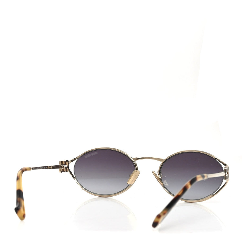 Metal Oval Sunglasses SMU52Y Black Silver