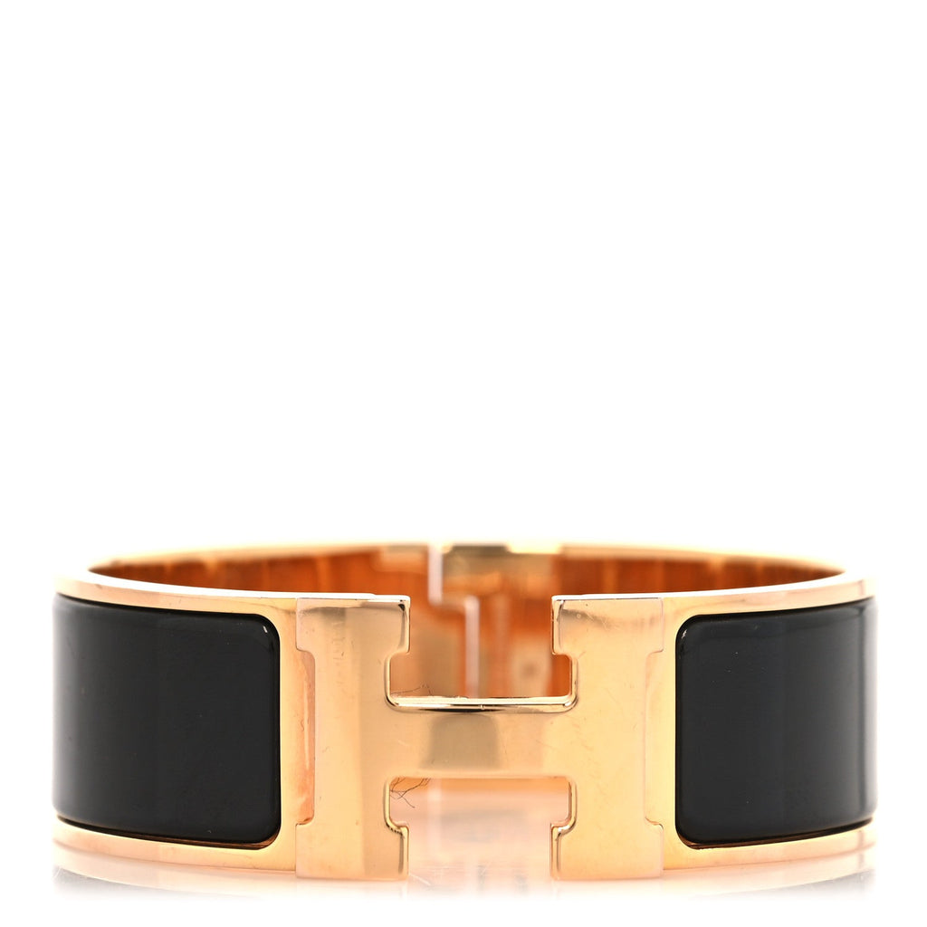 Enamel Wide Clic Clac H Bracelet GM Black