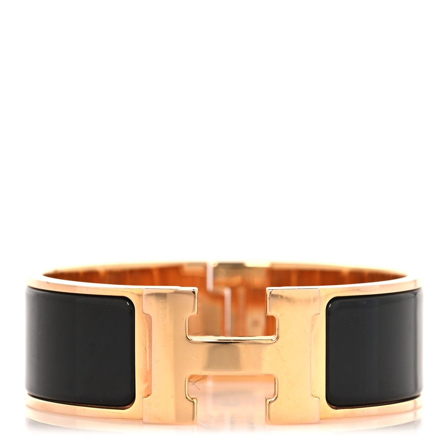 Enamel Wide Clic Clac H Bracelet GM Black