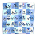 Silk Voitures Exquises Scarf 90 Bleu Jean Aqua White
