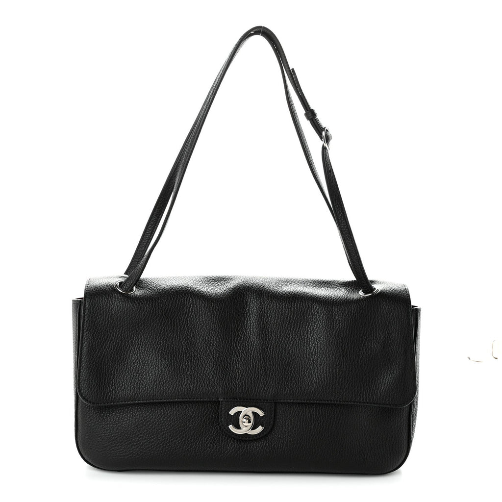 Grained Calfskin Small Souplissimo Maxi Flap Black