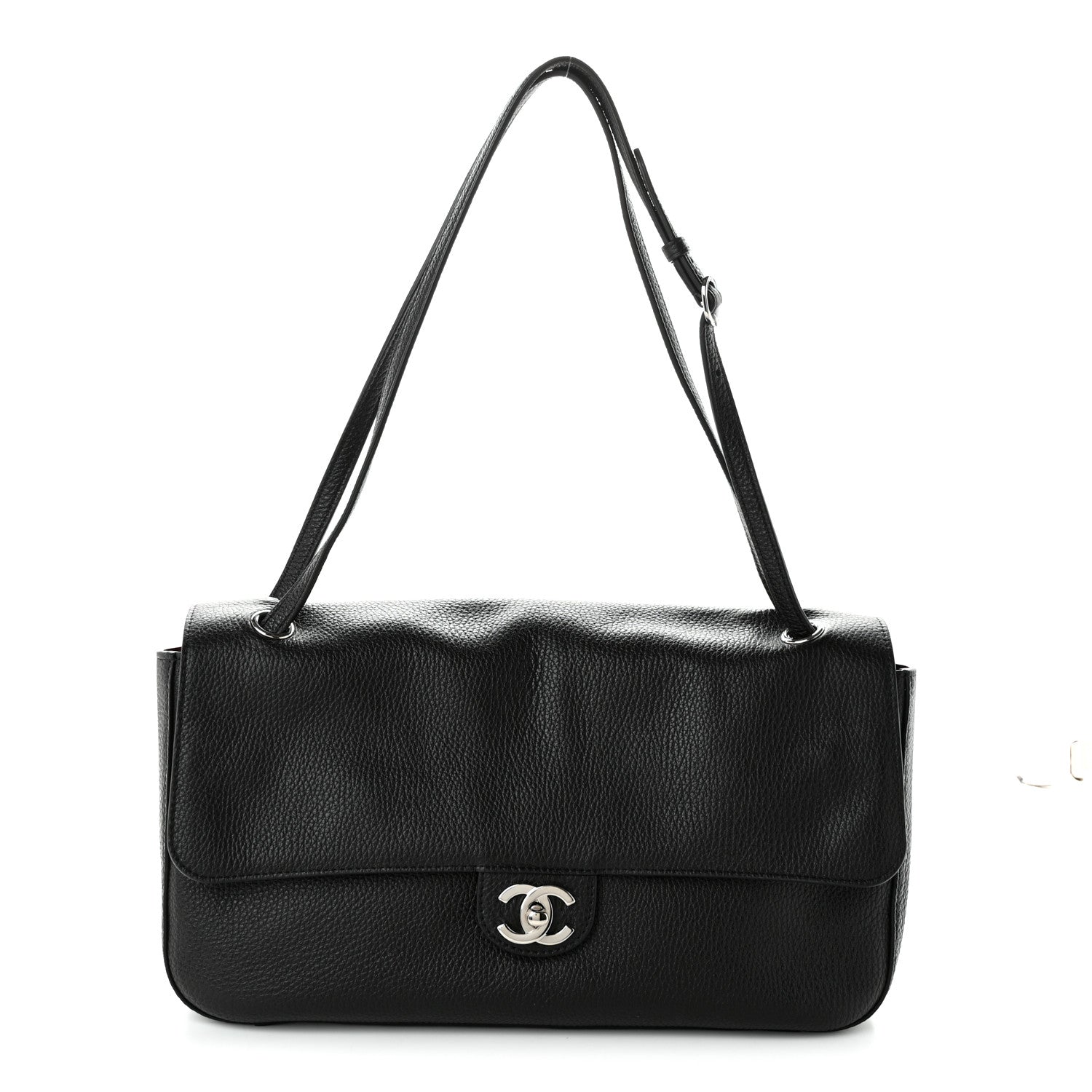 Grained Calfskin Small Souplissimo Maxi Flap Black