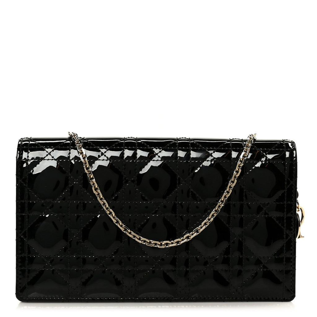 Patent Cannage Lady Dior Convertible Clutch Black