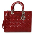Patent Cannage Large Lady Dior Red