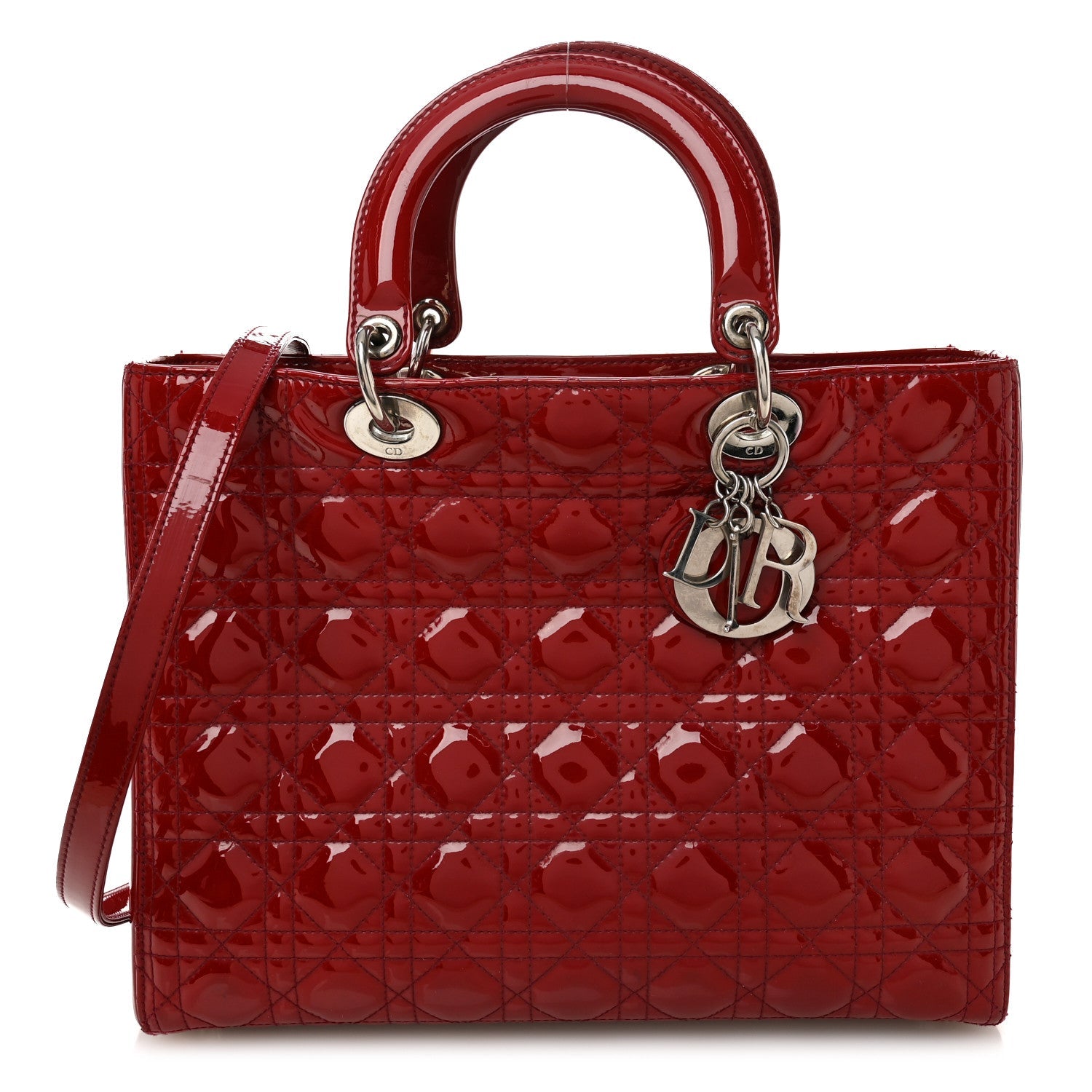 Patent Cannage Large Lady Dior Red