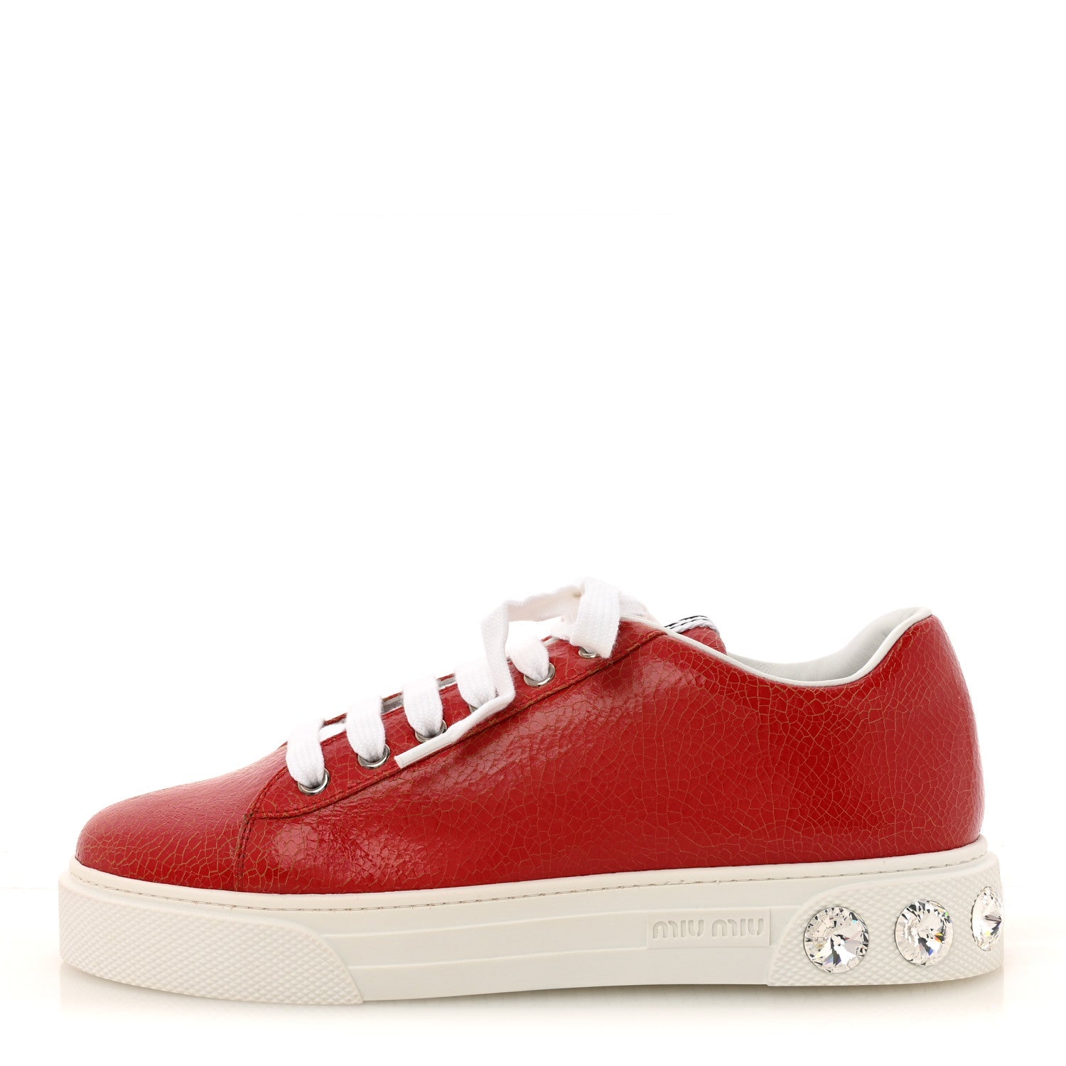 Crackled Goatskin Crystal Sneakers 39 Rosso