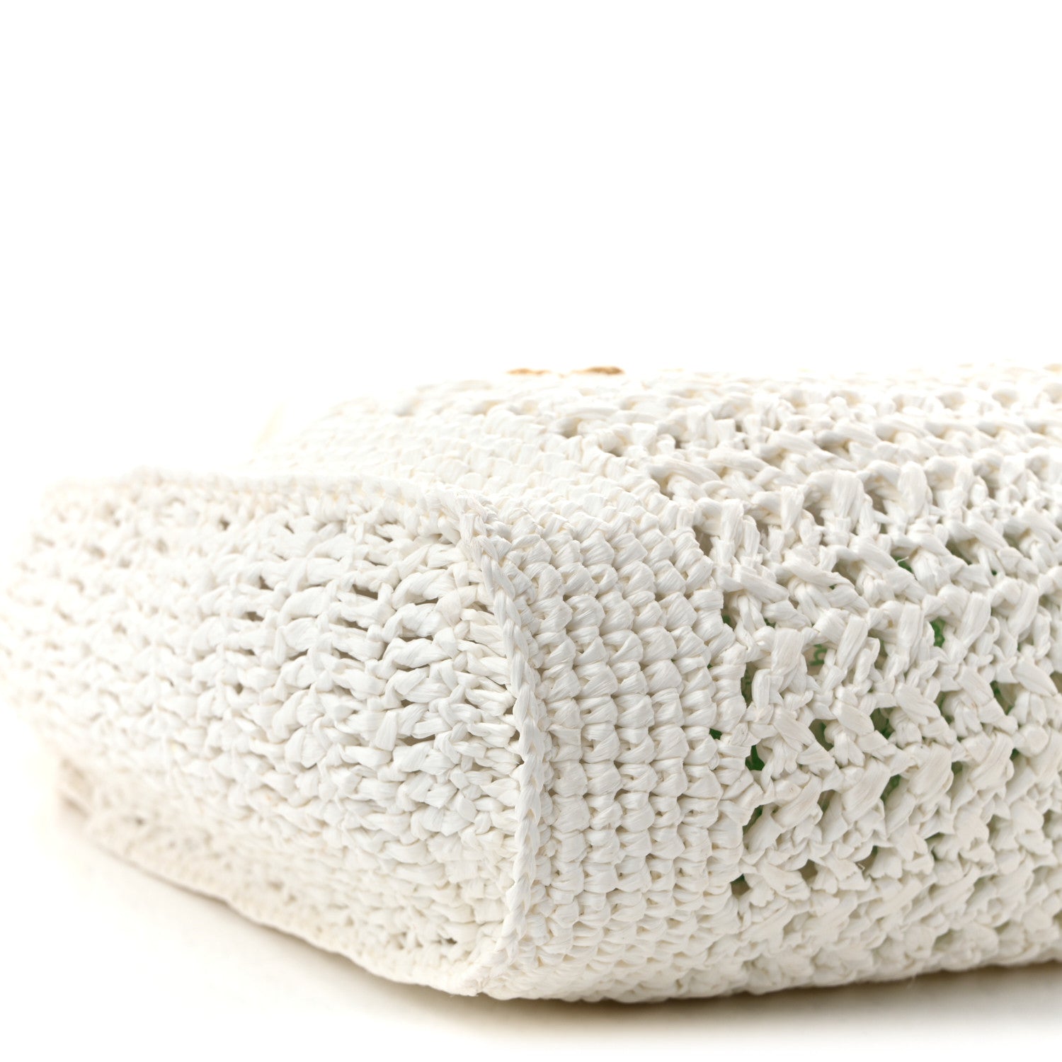 Raffia Crochet Woven Tote Bag White