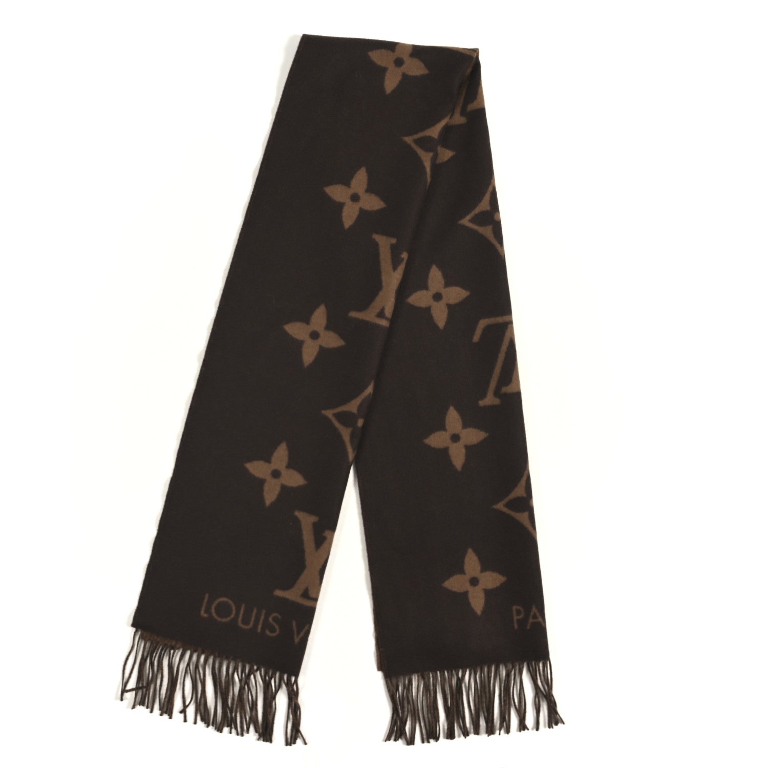 Cashmere Monogram Reykjavik Scarf Dark Brown